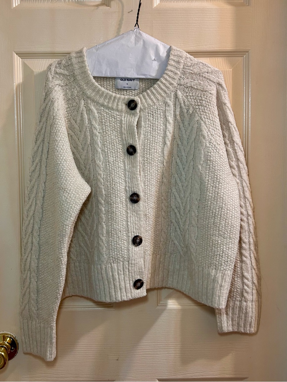 Old Navy Cream Cable-Knit Button Front Cardigan